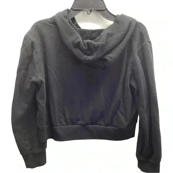 Girls Mia Chica Black Cropped Zipper Hooded Jacket (Preowned) - Picture 3 of 5